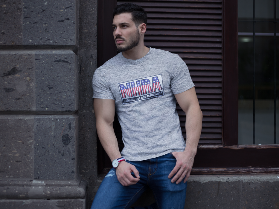 NHRA Officially Licensed by Vive La Fete Americana Grey Heather Men T-Shirt - Vive La Fête - Online Apparel Store
