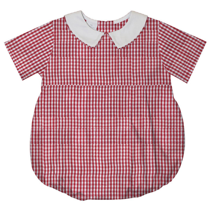 Red Medium Check Boys Bubble