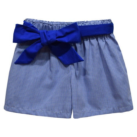 Royal Gingham Girls Short with Sash