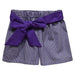 Purple Gingham Girls Short with Sash