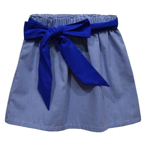 Royal Gingham Skirt with Sash