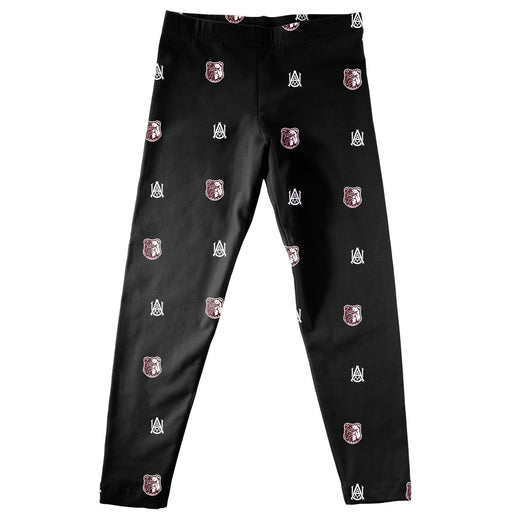 Alabama A&M Bulldogs Vive La Fete Girls Game Day All Over Two Logos Elastic Waist Classic Play Black Leggings Tights