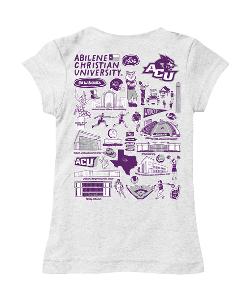 Abilene Christian Wildcats ACU Hand Sketched Vive La Fete Impressions Artwork White Boys Cotton Fleece Short Sleeve Tee - Vive La Fête - Online Apparel Store