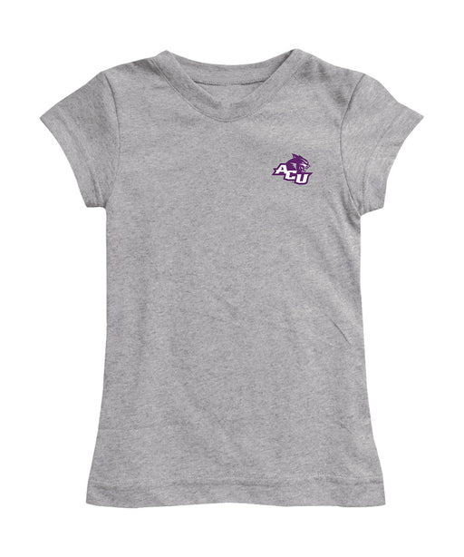 Abilene Christian Wildcats ACU Hand Sketched Vive La Fete Impressions Artwork Grey Girls Cotton Short Sleeve Tee