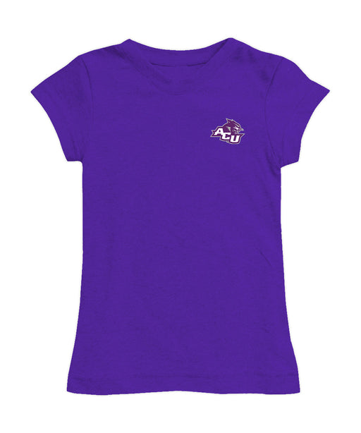 Abilene Christian Wildcats ACU Hand Sketched Vive La Fete Impressions Artwork Purple Girls Cotton Short Sleeve Tee