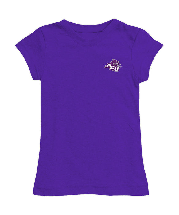 Abilene Christian Wildcats ACU Hand Sketched Vive La Fete Impressions Artwork Purple Girls Cotton Short Sleeve Tee
