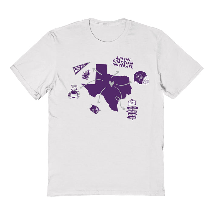 Abilene Christian Wildcats  Hand Sketched Vive La Fete Impressions Icones Kids White T-shirt