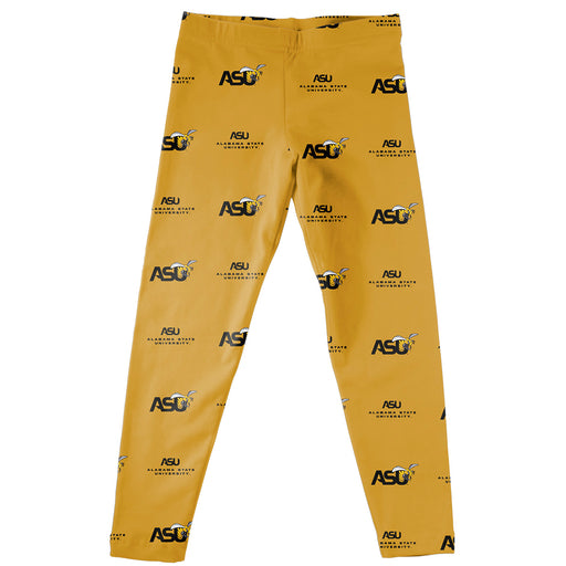 Alabama State Hornets Vive La Fete Girls Game Day All Over Two Logos Elastic Waist Classic Play Gold Leggings Tights - Vive La Fête - Online Apparel Store