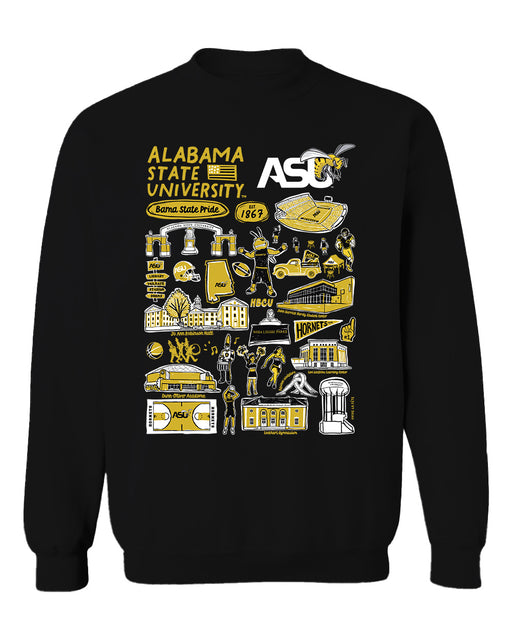 Alabama State Hornets Vive La Fete Impressions Black Cotton Crewneck Sweatshirt for Women