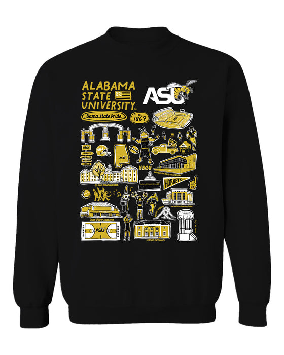 Alabama State Hornets Vive La Fete Impressions Black Cotton Crewneck Sweatshirt for Women