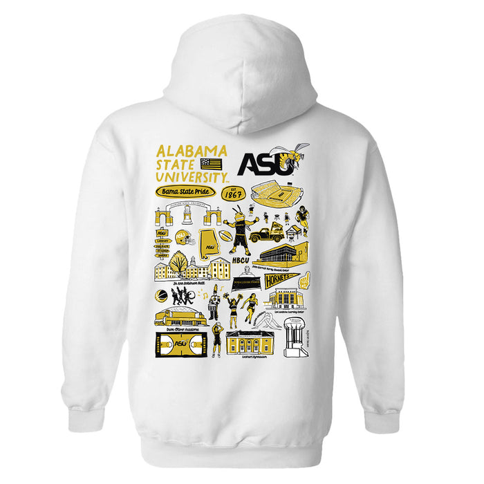 Alabama State Hornets Hand Sketched Artwork Cotton Fleece Women Hoodie - Vive La Fête - Online Apparel Store