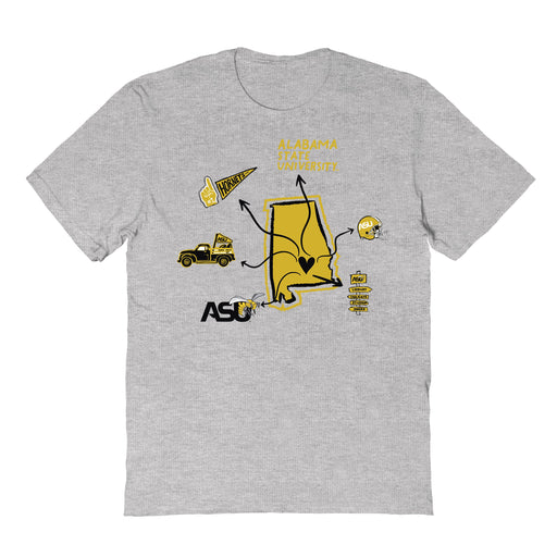 Alabama State Hornets Hand Sketched Vive La Fete Impressions Icones Grey T-shirt for Women