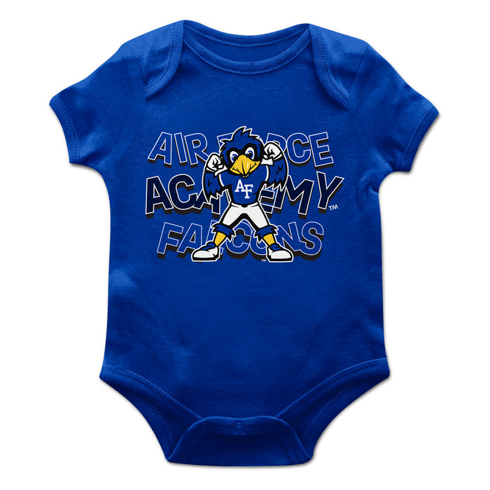 US Airforce Falcons Vive La Fete Infant Game Day Royal Short Sleeve Bodysuit