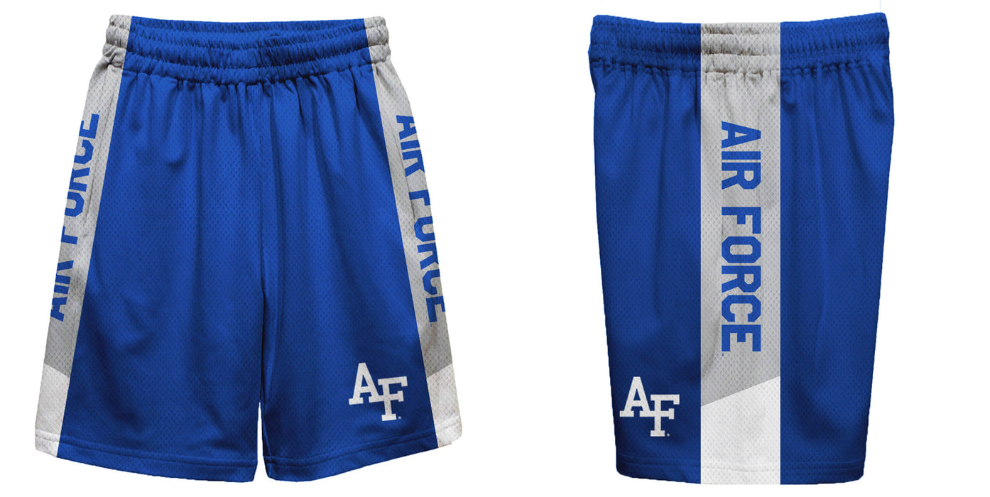 Air Force Falcons Vive La Fete Game Day Blue Stripes Boys Solid Gray Athletic Mesh Short - Vive La Fête - Online Apparel Store