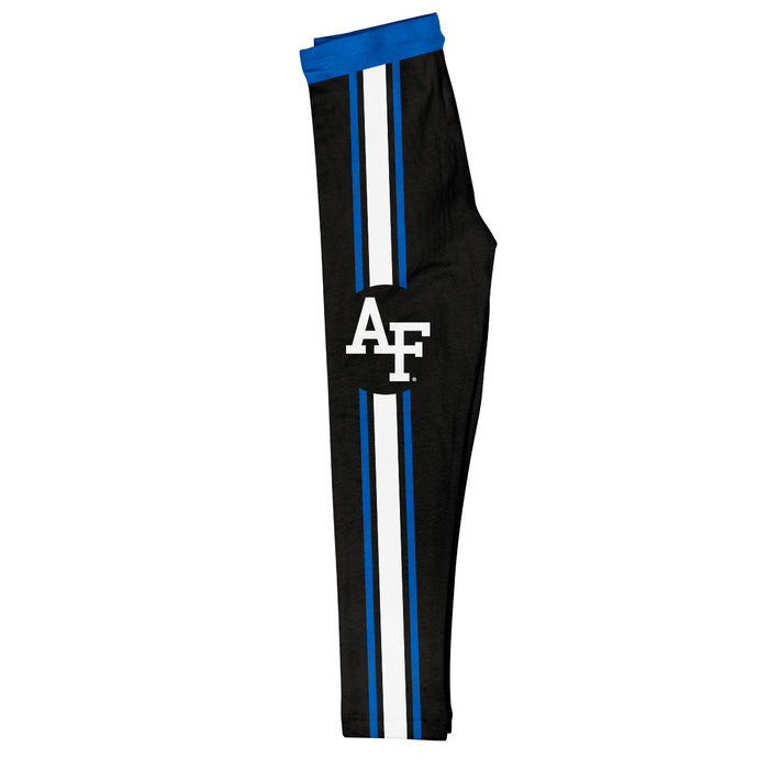 US Airforce Falcons Vive La Fete Girls Game Day Black with Blue Stripes Leggings Tights - Vive La Fête - Online Apparel Store