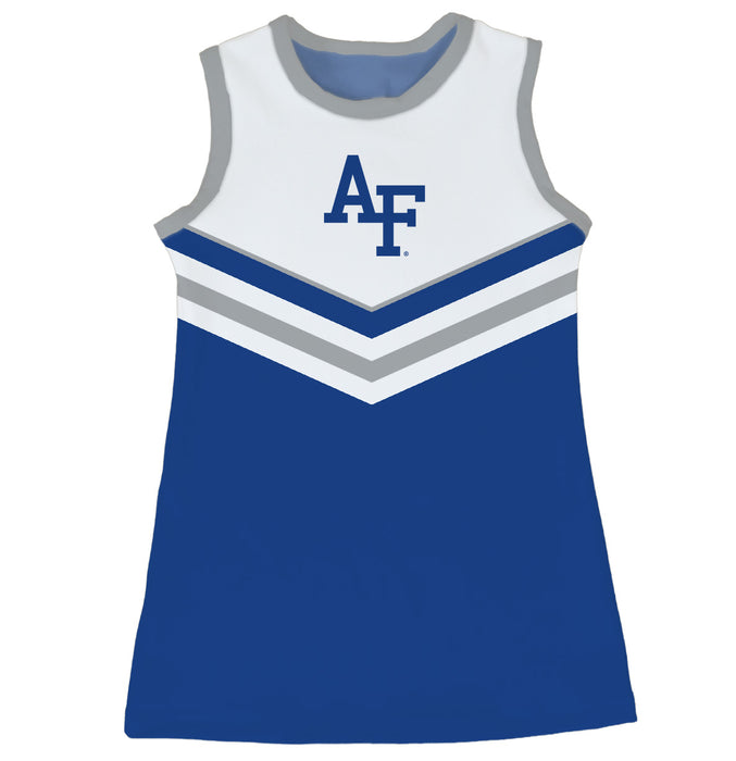 US Airforce Falcons Sleeveless Cheerleader A Line Dress White and Royal