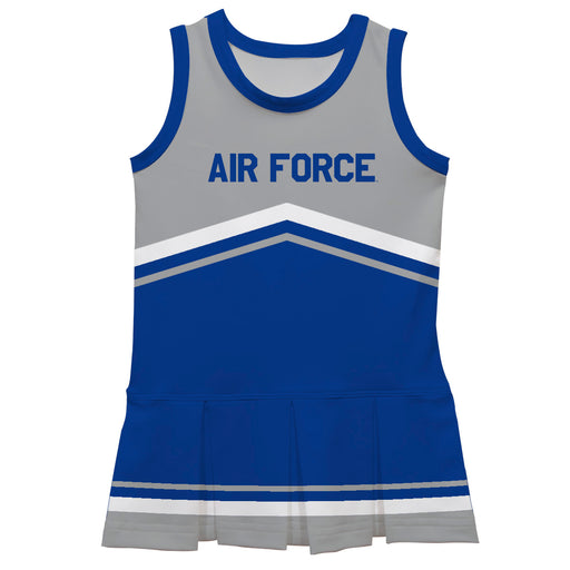 US Airforce Falcons Vive La Fete Game Day Gray and Royal Sleeveless Chearleader Dress