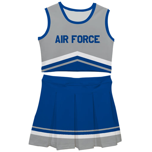 US Airforce Falcons Vive La Fete Game Day Gray and Royal Sleeveless Chearleader Set