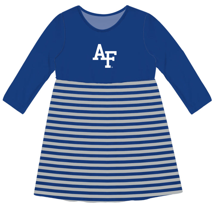 US Airforce Falcons Vive La Fete Girls Game Day Long Sleeve Royal Stripe on Skirt - Vive La Fête - Online Apparel Store