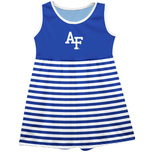 Air Force Academy Falcons Vive La Fete Girls Game Day Sleeveless Tank Dress Solid Blue Logo Stripes on Skirt