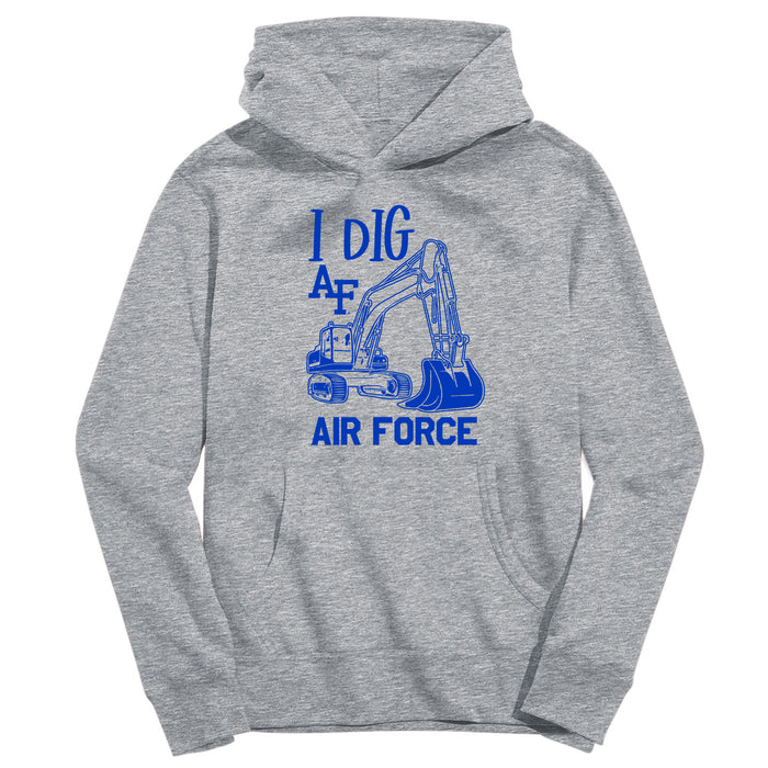US Airforce Falcons Excavator Heather Grey Cotton Youth Hoodie