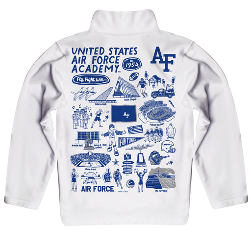 US Airforce Falcons Hand Sketched Vive La Fete Impressions Artwork White Boys Quarter Zip Pullover V1 - Vive La Fête - Online Apparel Store