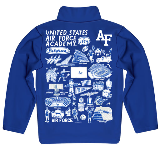 US Airforce Falcons Hand Sketched Vive La Fete Impressions Artwork  Blue Boys Quarter Zip Pullover V1 - Vive La Fête - Online Apparel Store