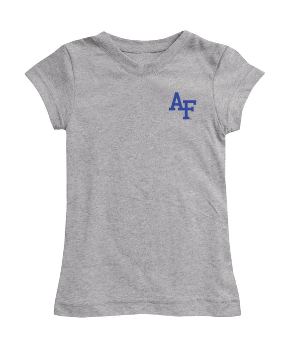 US Airforce Falcons Hand Sketched Vive La Fete Impressions Artwork Grey Girls Cotton Short Sleeve Tee