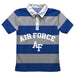 US Airforce Falcons Stripes Short Sleeve Polo Box Shirt Royal and Grey - Vive La Fête - Online Apparel Store