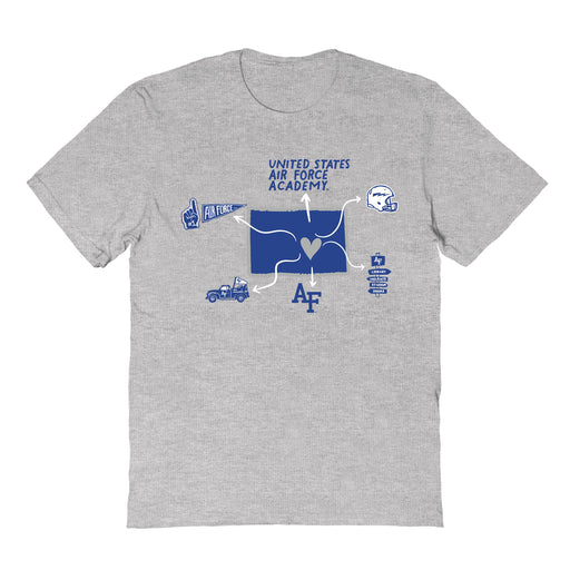 US Airforce Falcons Hand Sketched Vive La Fete Impressions Icones Kids Grey T-shirt