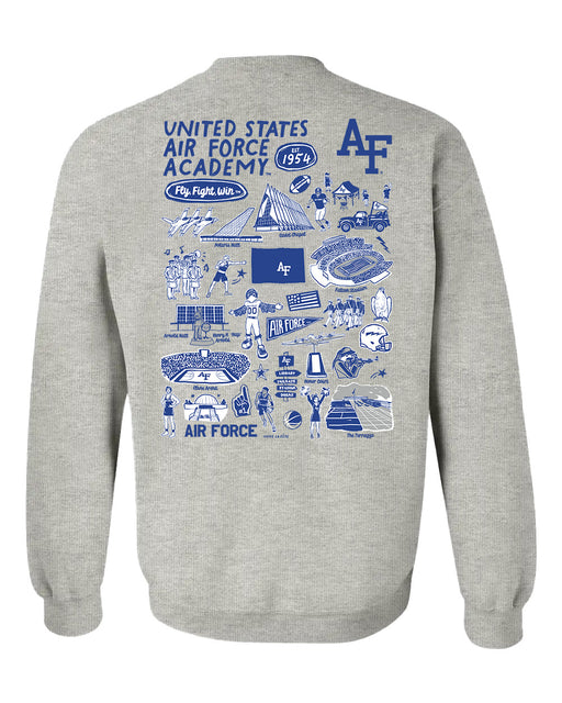 US Airforce Falcons Hand Sketched Artwork Gray Crewneck Sweatshirt for Women - Vive La Fête - Online Apparel Store