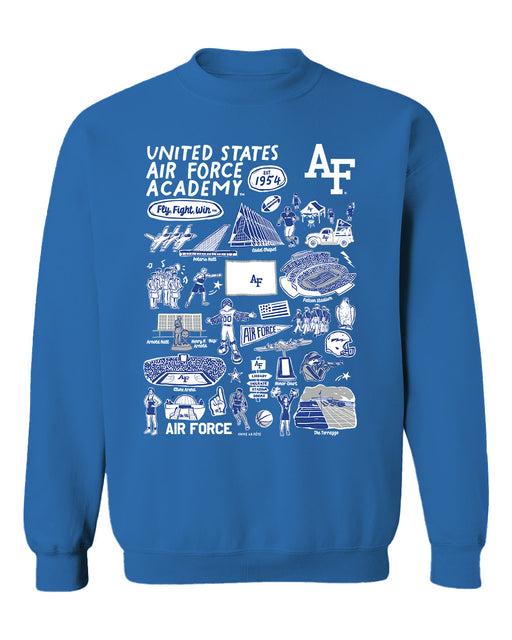 US Airforce Falcons Vive La Fete Impressions Light Blue Cotton Crewneck Sweatshirt for Women