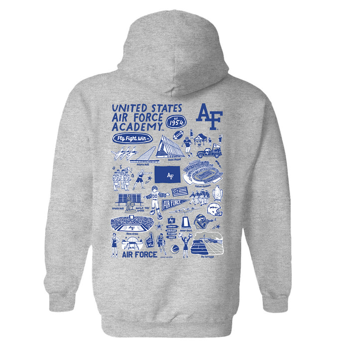 US Airforce Falcons Hand Sketched Artwork Cotton Fleece Women Hoodie - Vive La Fête - Online Apparel Store