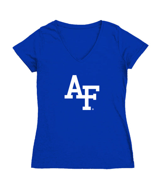 US Airforce Falcons Women's V-neck Fitted Cotton T-Shirt Royal