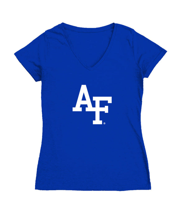 US Airforce Falcons Women's V-neck Fitted Cotton T-Shirt Royal