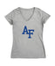 US Airforce Falcons Women's V-neck Fitted Cotton T-Shirt Grey