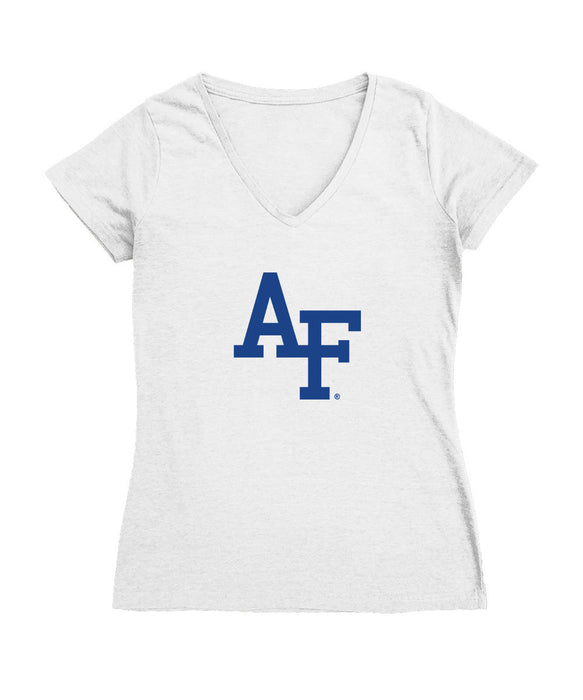 US Airforce Falcons Women's V-neck Fitted Cotton T-Shirt White