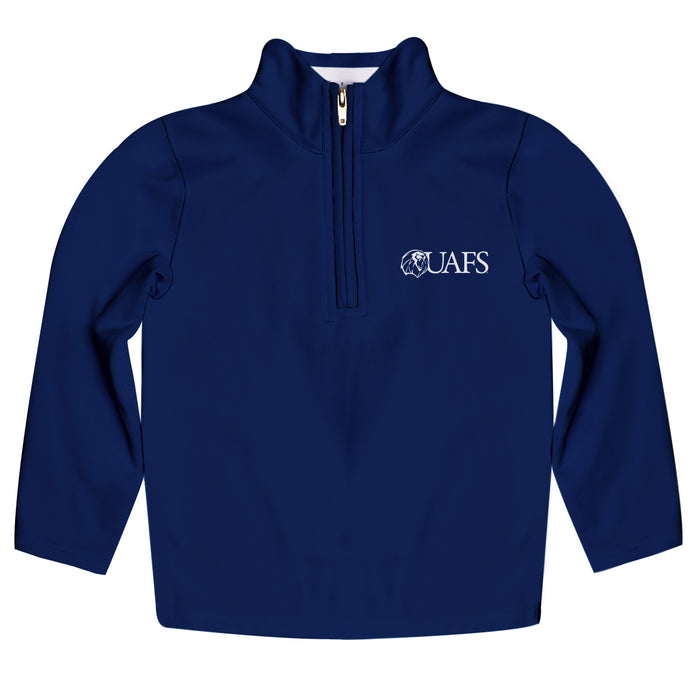 University of Arkansas at Fort Smith Lions Vive La Fete Game Day Solid Navy Quarter Zip Pullover Sleeves