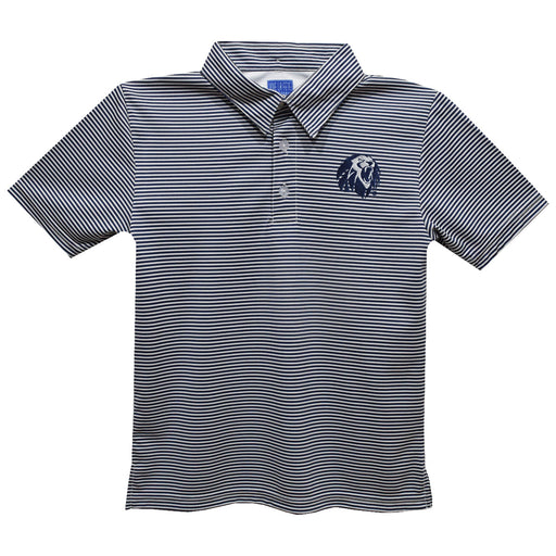 University of Arkansas at Fort Smith Lions Embroidered Navy Stripes Short Sleeve Polo Box Shirt