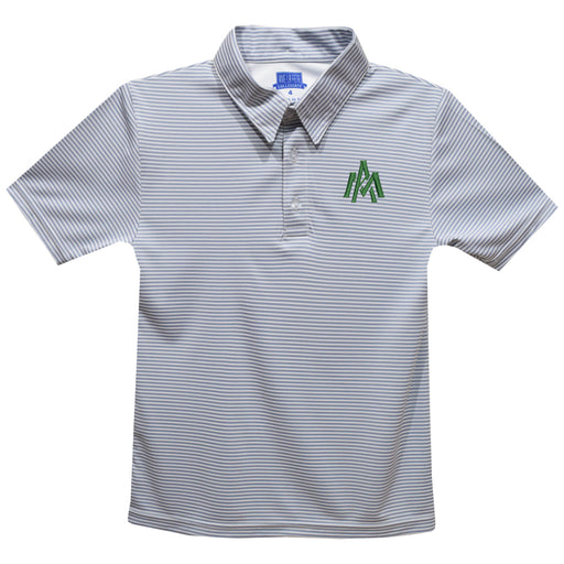 University of Arkansas Monticello UAM Boll Weevils Embroidered Gray Stripes Short Sleeve Polo Box Shirt