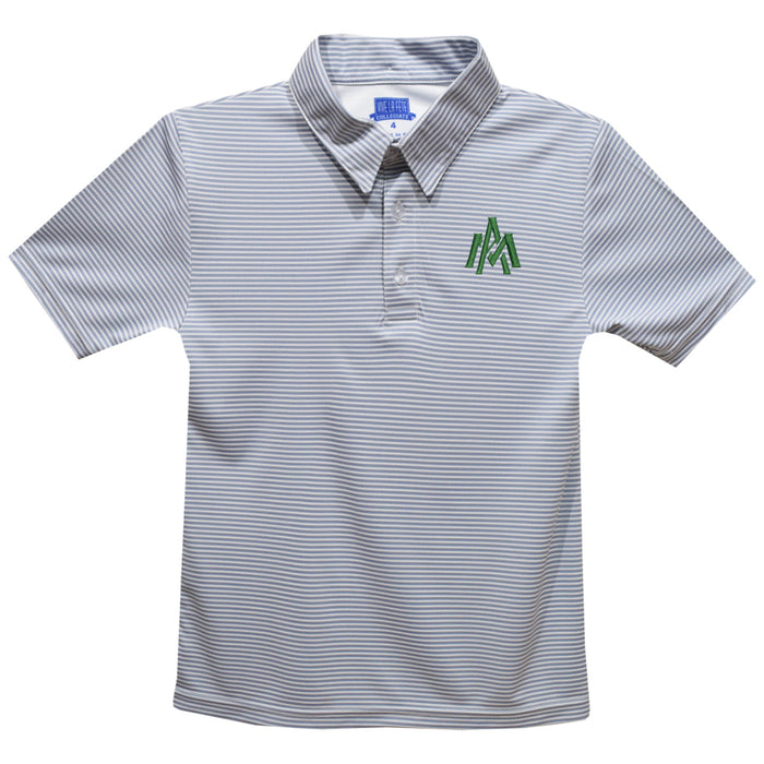 University of Arkansas Monticello UAM Boll Weevils Embroidered Gray Stripes Short Sleeve Polo Box Shirt