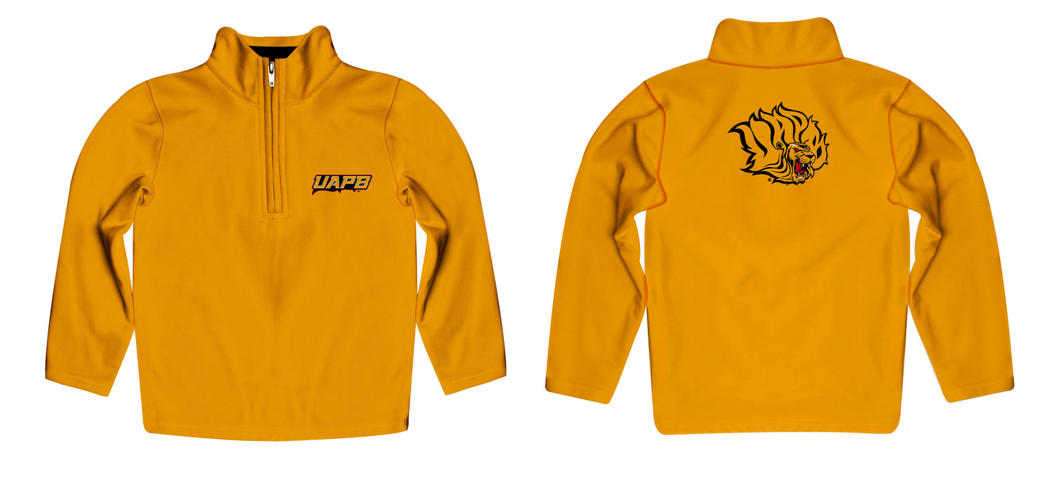 UAPB University of Arkansas Pine Bluff Golden Lions Vive La Fete Game Day Solid Gold Quarter Zip Pullover Sleeves - Vive La Fête - Online Apparel Store