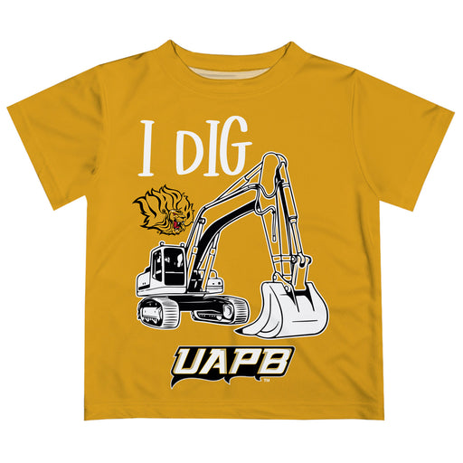 UAPB University of Arkansas Pine Bluff Golden Lions Vive La Fete Excavator Boys Game Day Gold Short Sleeve Tee