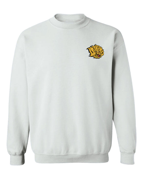 UAPB University of Arkansas Pine Bluff Golden Lions Hand Sketched Vive La Fete Impressions Artwork White Crew Neck Sweat