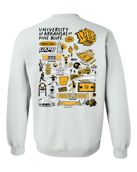 UAPB University of Arkansas Pine Bluff Golden Lions Hand Sketched Vive La Fete Impressions Artwork Black Crew Neck Sweat - Vive La Fête - Online Apparel Store