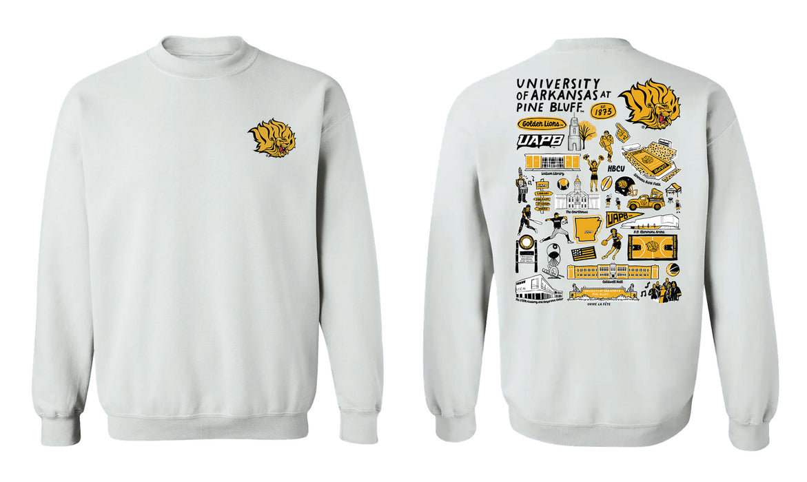 UAPB University of Arkansas Pine Bluff Golden Lions Hand Sketched Vive La Fete Impressions Artwork Black Crew Neck Sweat - Vive La Fête - Online Apparel Store