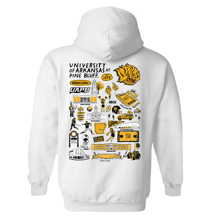 UAPB Golden Lions Hand Sketched Vive La Fete Impressions Artwork Black Cotton Fleece Long Sleeve Hoodie - Vive La Fête - Online Apparel Store