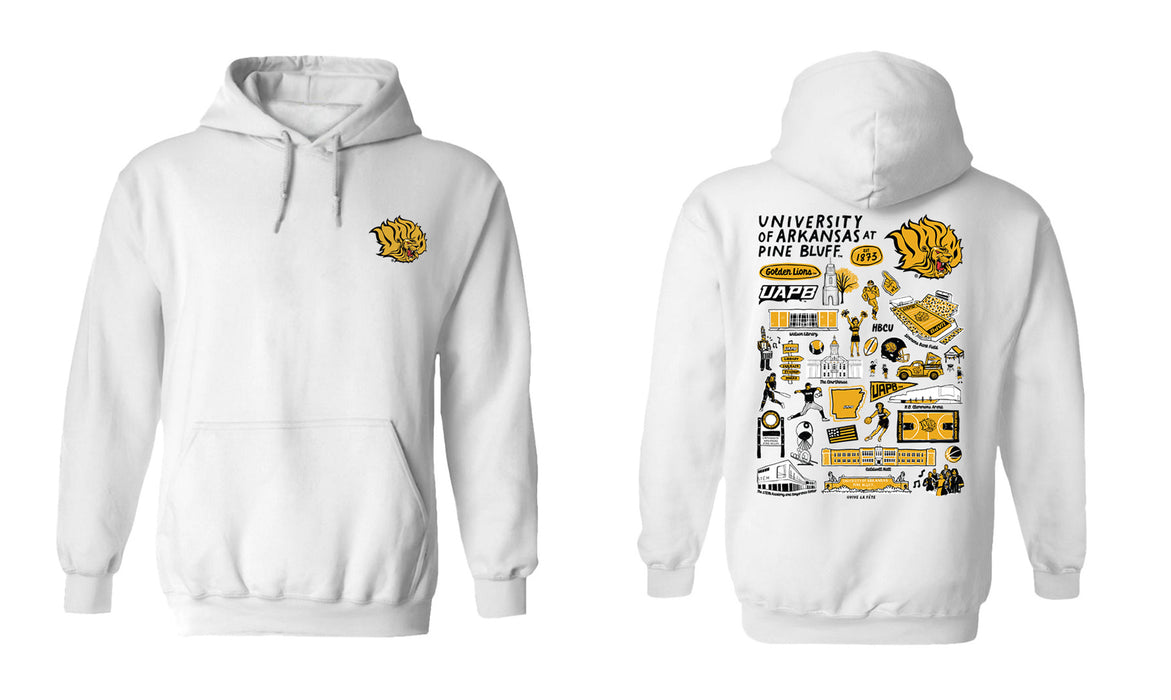 UAPB Golden Lions Hand Sketched Vive La Fete Impressions Artwork Black Cotton Fleece Long Sleeve Hoodie - Vive La Fête - Online Apparel Store