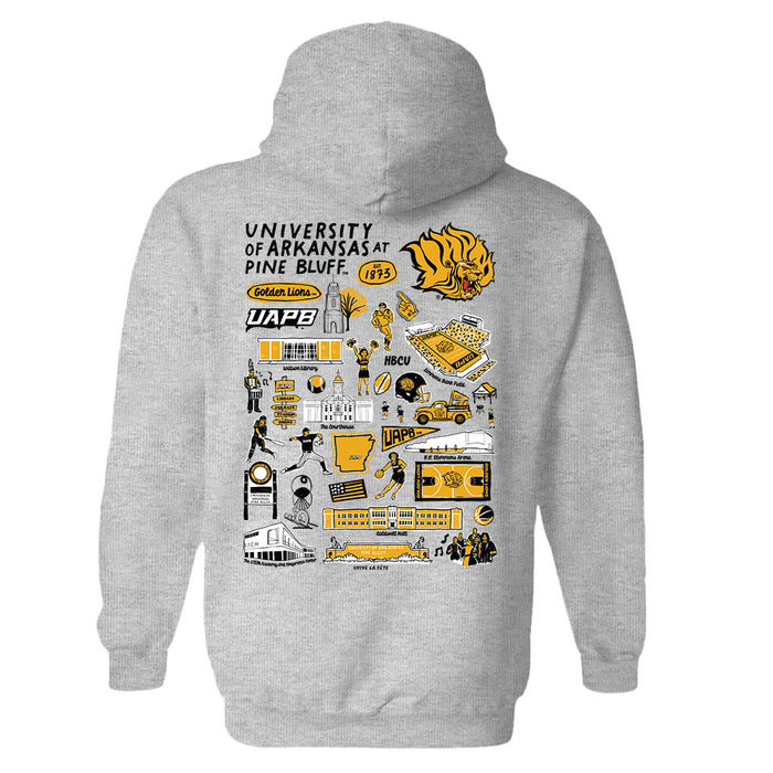 UAPB Golden Lions Hand Sketched Vive La Fete Impressions Artwork Black Cotton Fleece Long Sleeve Hoodie - Vive La Fête - Online Apparel Store