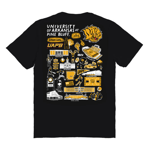 UAPB Golden Lions Vive La Fete Impressions Artwork Black Womens Cotton Tshirt - Vive La Fête - Online Apparel Store